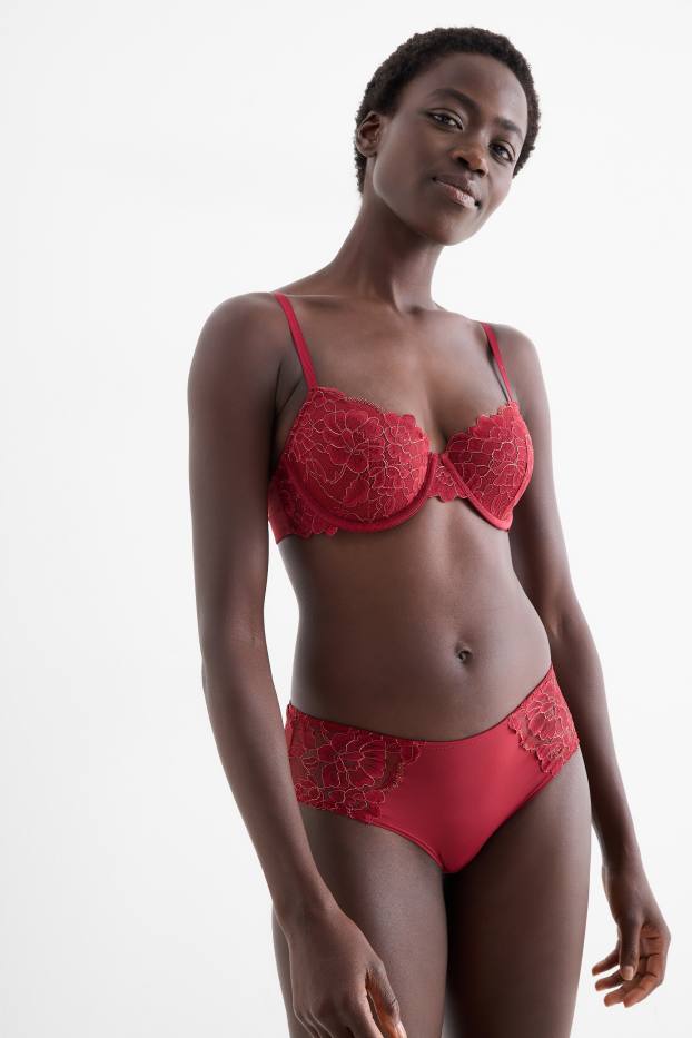 Femmes - Soutien-gorge avec armatures - DEMI - ampliforme - rouge foncé