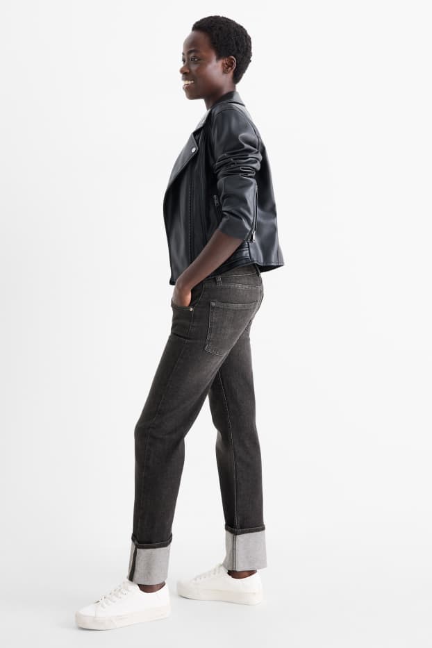 Damen - Crop Straight Jeans - Mid Waist - LYCRA® - jeansgrau