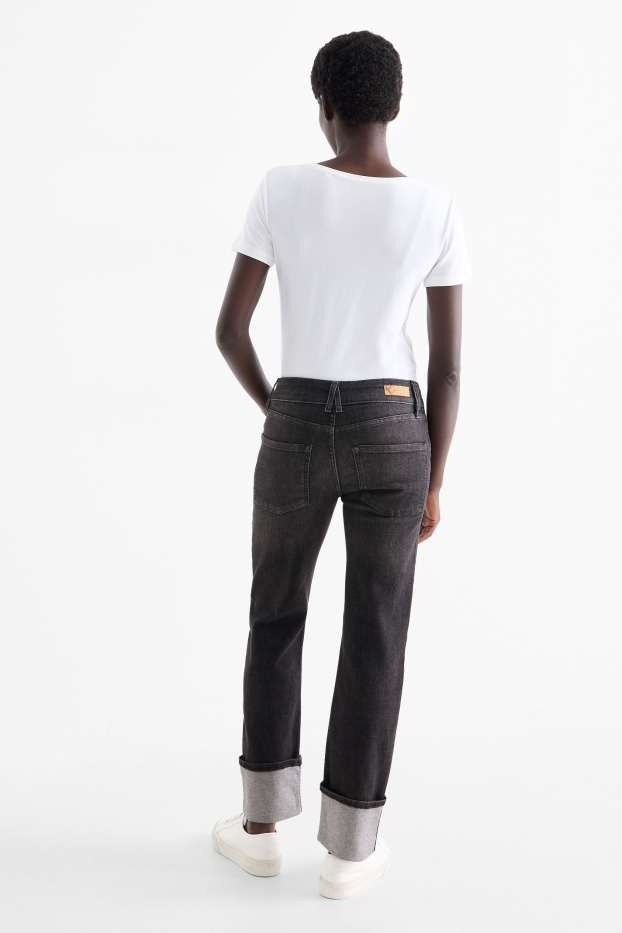 Damen - Crop Straight Jeans - Mid Waist - LYCRA® - jeansgrau