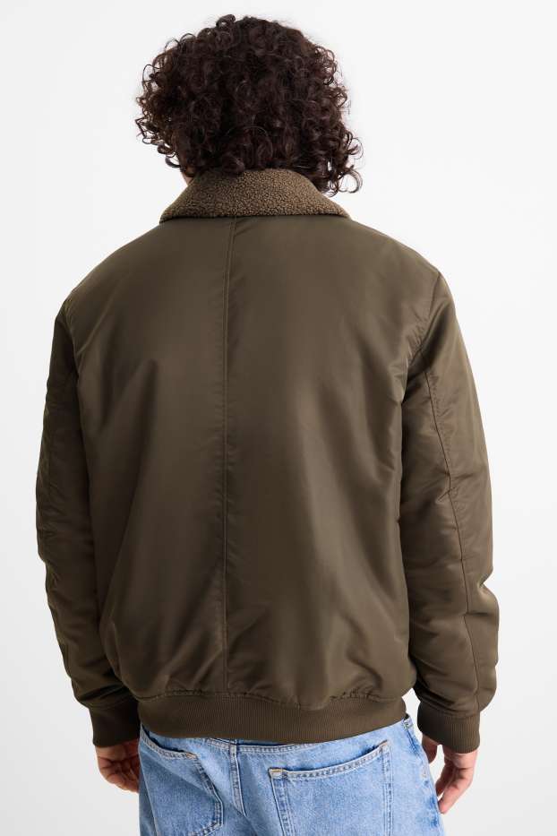 Herren - Bomberjacke - gefüttert - dunkelgrün