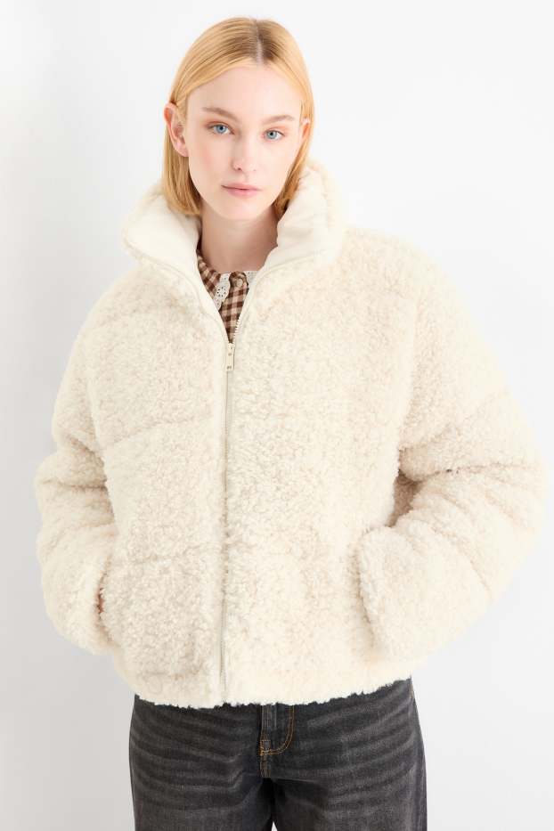 Damen - Teddy-Steppjacke - cremeweiß