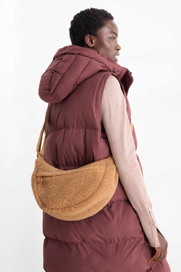 Mujer - Bolso bandolera de peluche - marrón claro