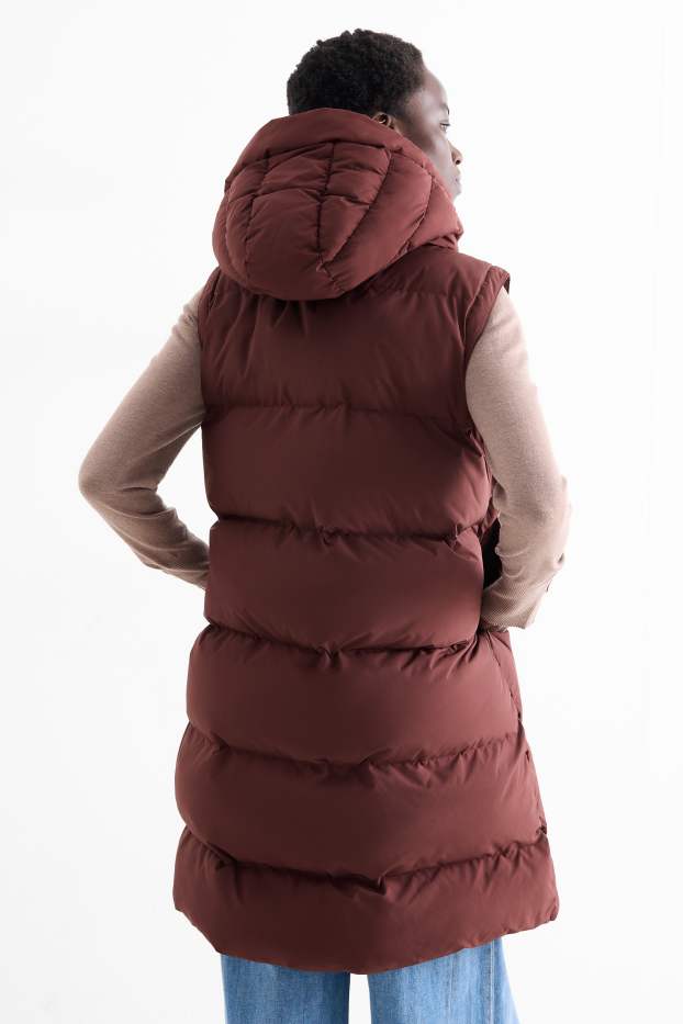 Dames - Bodywarmer met capuchon - waterafstotend - donkerbruin