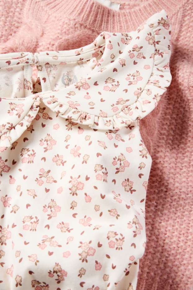 Enfants filles - Ensemble - haut à manches longues et pull sans manches - 2 pièces - rose