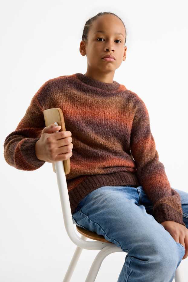 Enfants garçons - Pull - à motif - marron