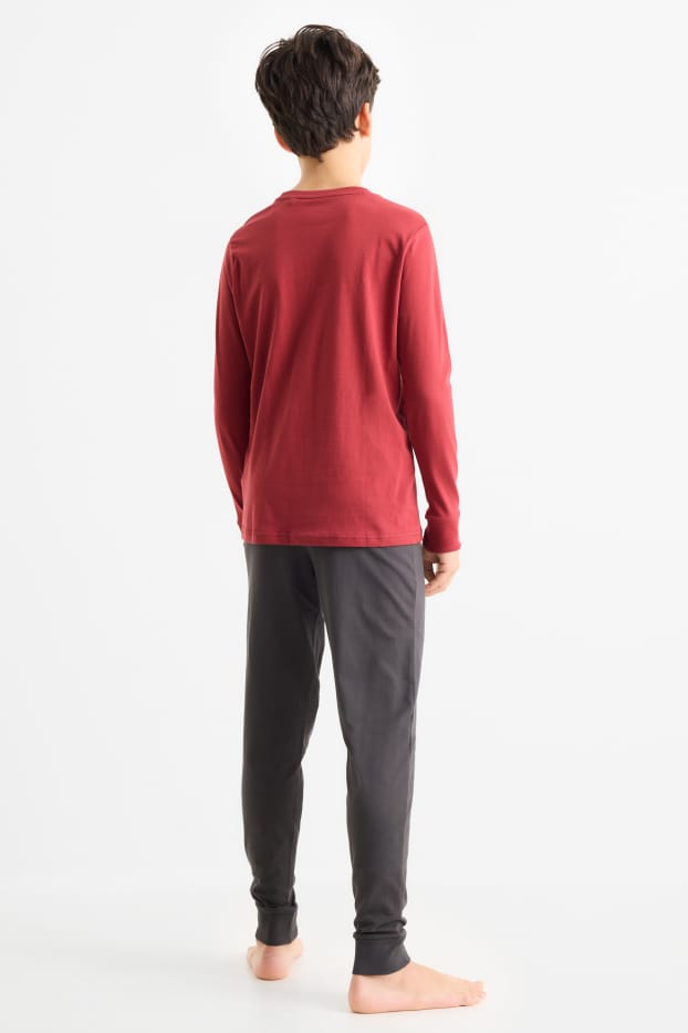 Kinder Buben - Brawl Stars - Pyjama - 2 teilig - rot / grau