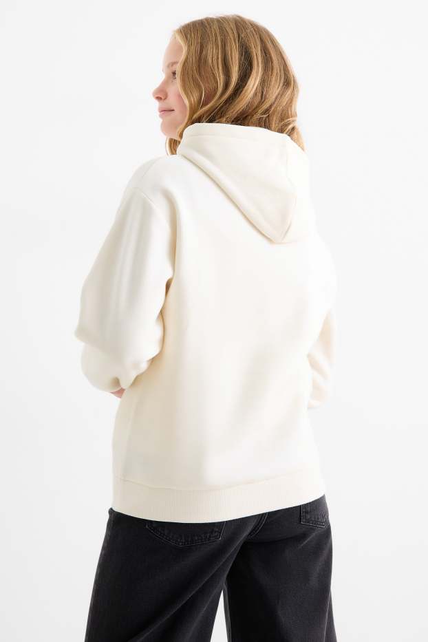 Děti - dívky - Medvídek Teddy - mikina s kapucí - krémově bílá