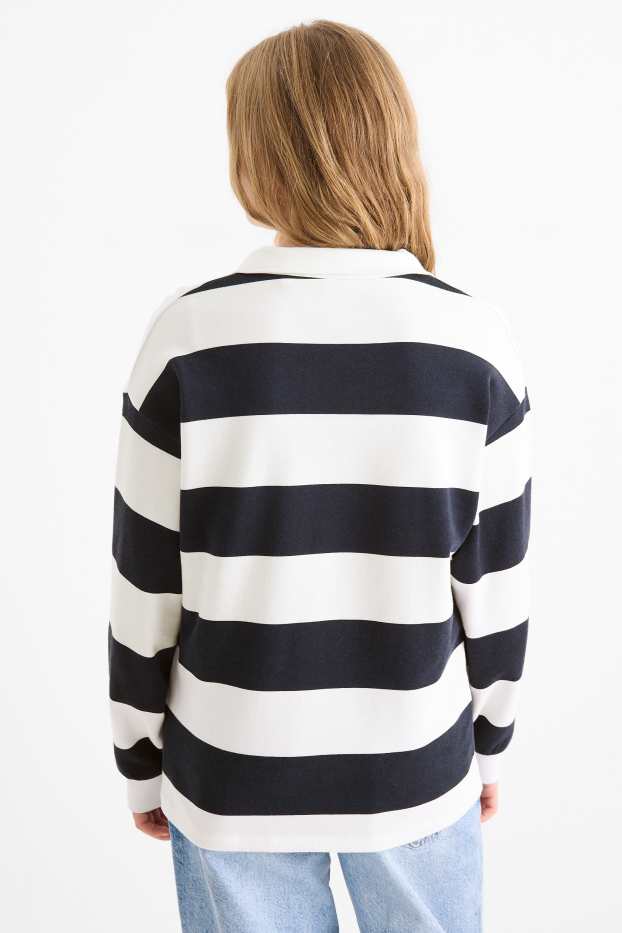 Nena - Cinnamoroll - polo de mànigues llargues - de ratlles - blanc/negre