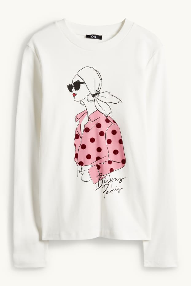 Femei - Tricou cu mânecă lungă - regular fit - alb