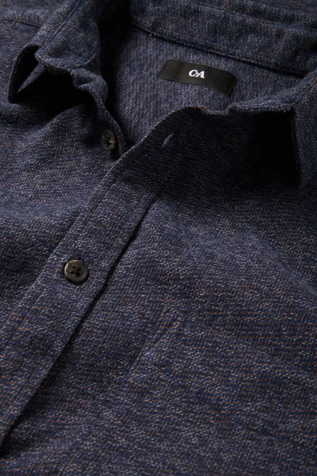 Hommes - Chemise en flanelle - regular Fit - col Kent - bleu foncé