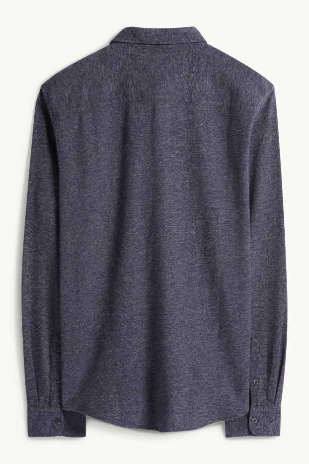 Hommes - Chemise en flanelle - regular Fit - col Kent - bleu foncé