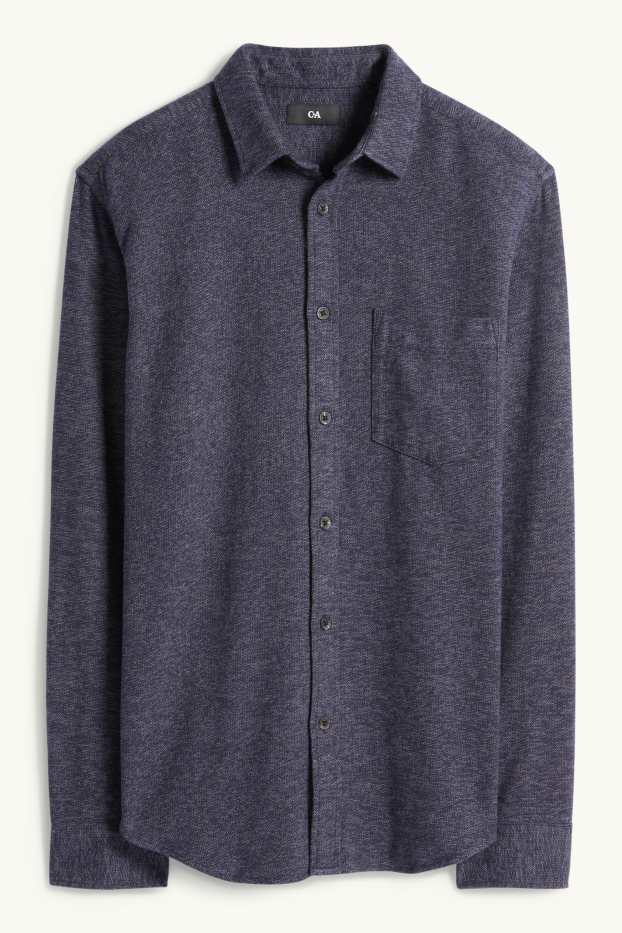 Hommes - Chemise en flanelle - regular Fit - col Kent - bleu foncé