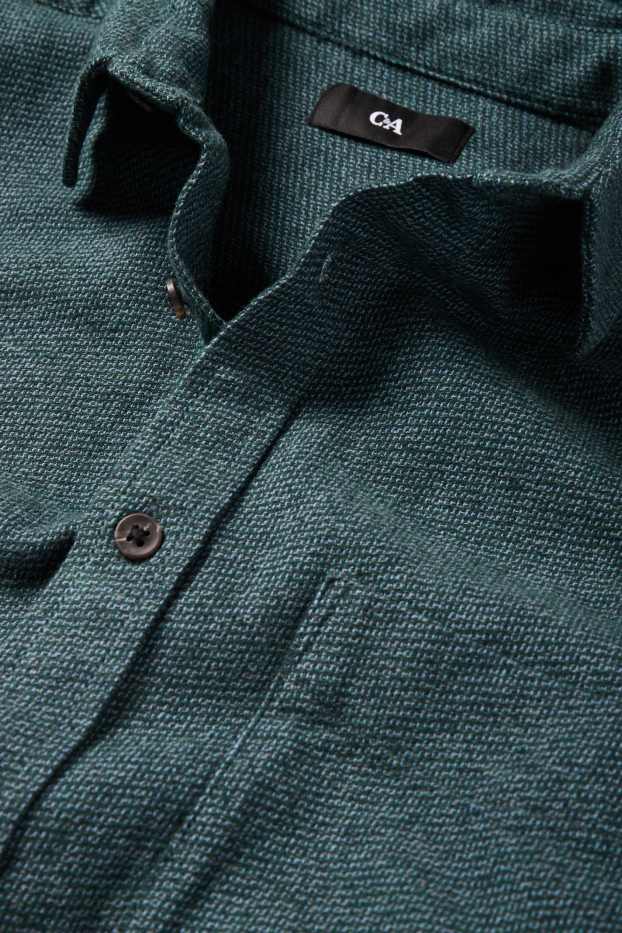 Hommes - Chemise en flanelle - regular Fit - col Kent - vert foncé