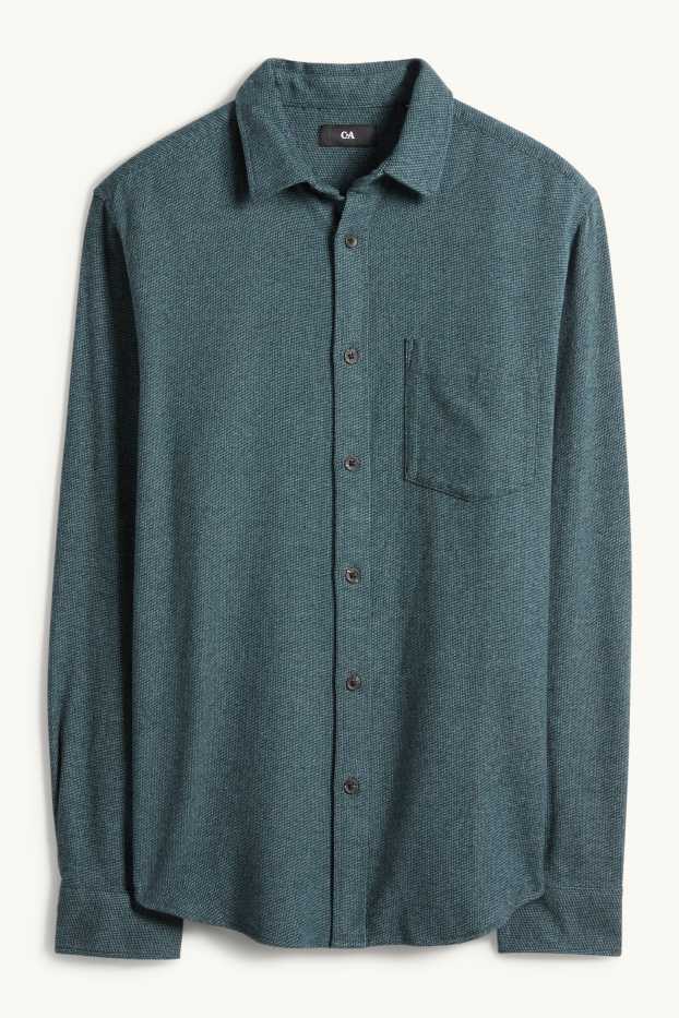 Hommes - Chemise en flanelle - regular Fit - col Kent - vert foncé