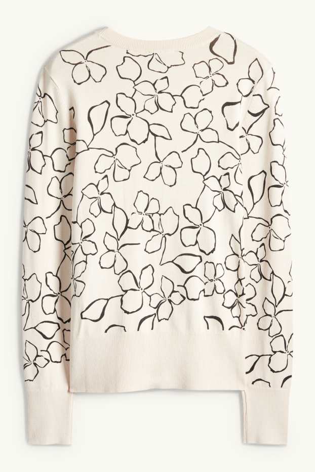 Femmes - Pull - à fleurs - beige clair