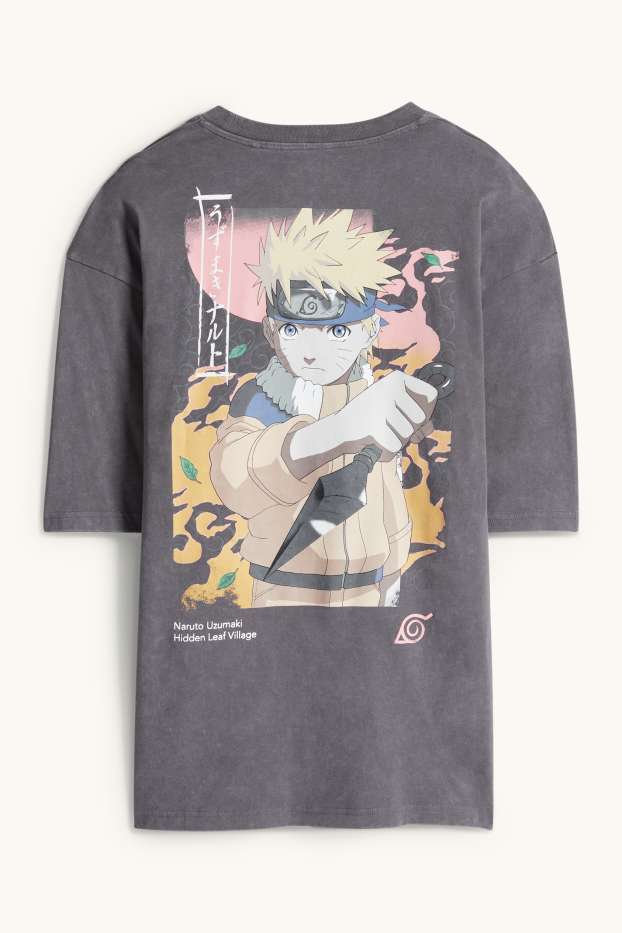 Home - Samarreta de mànigues curtes - oversized - Naruto - gris fosc