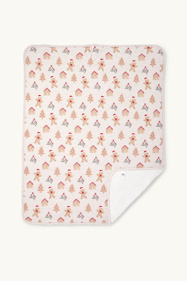 Unisex - Pan di zenzero - copertina natalizia per neonati - 100 x 80 cm - bianco crema