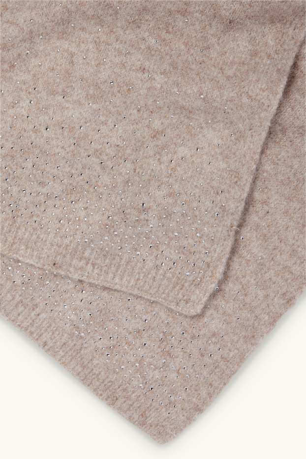 Dames - Sjaal met strass-steentjes - beige-mix