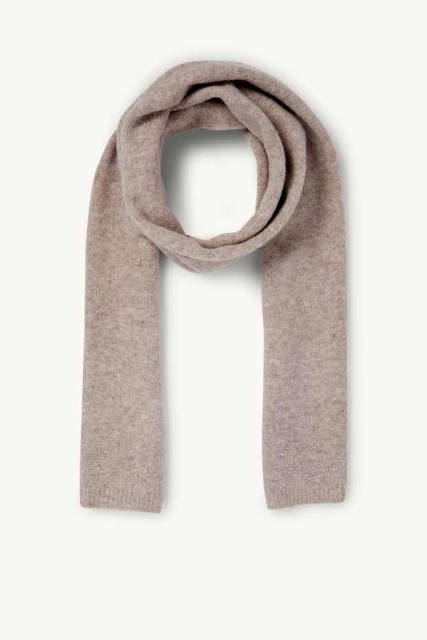 Dames - Sjaal met strass-steentjes - beige-mix