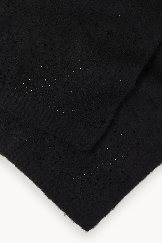 Dames - Sjaal met strass-steentjes - zwart