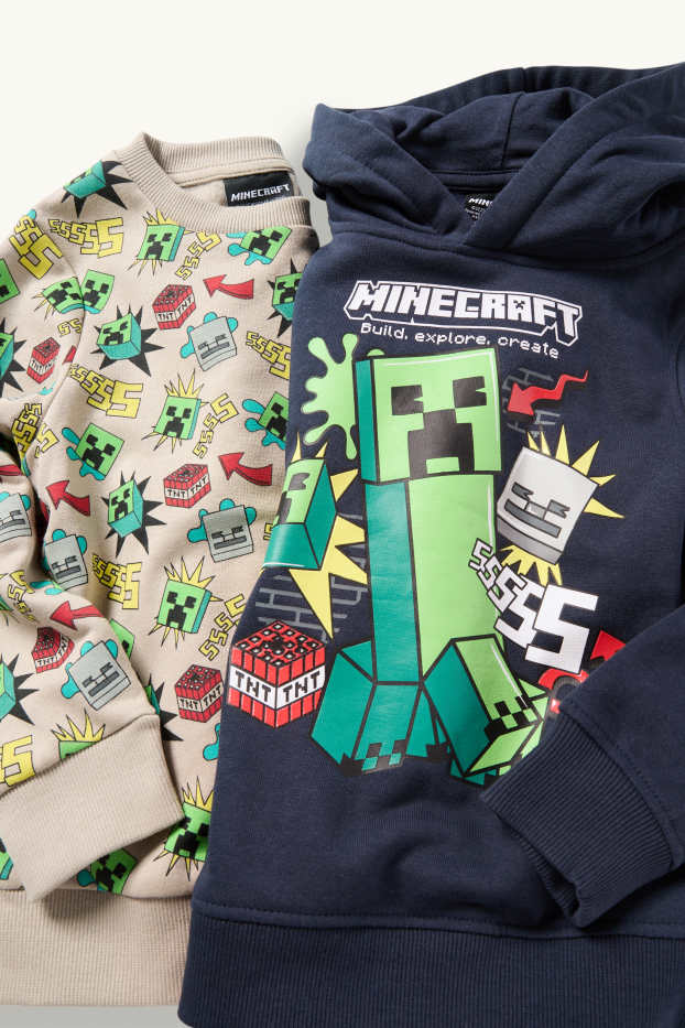 Kinder Buben - Multipack 2er - Minecraft - Hoodie und Sweatshirt - dunkelblau