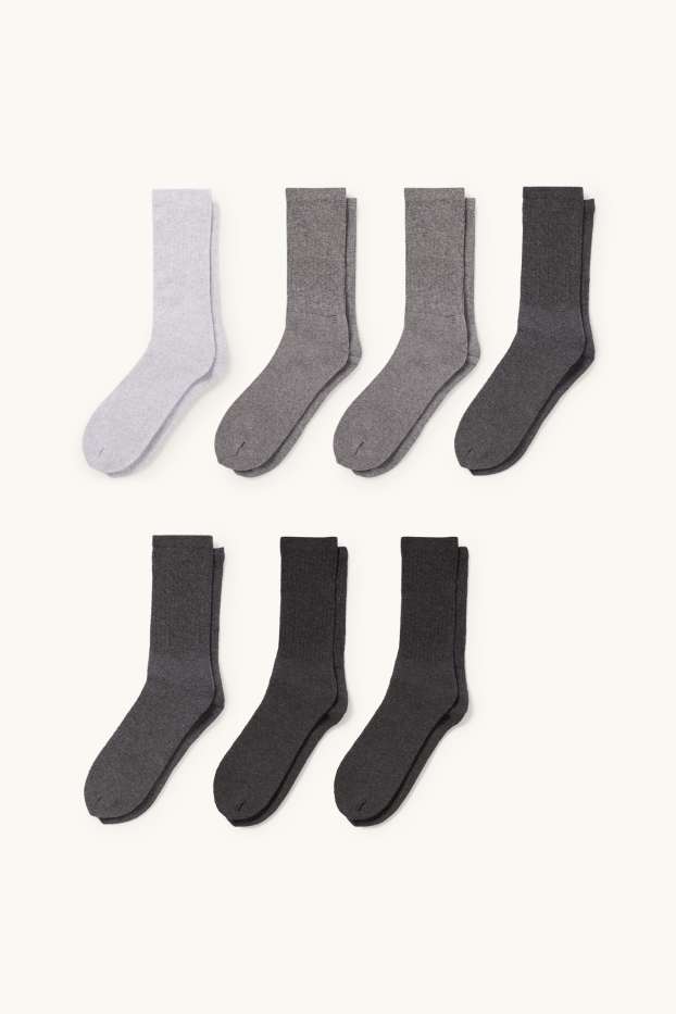 Hombre - Pack de 7 - calcetines - gris oscuro
