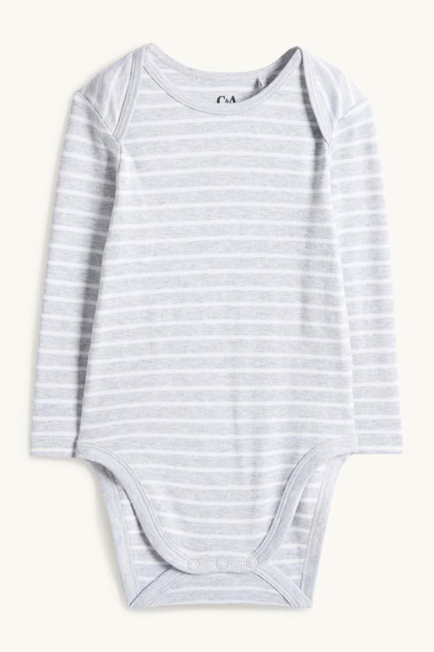 Unisexe - Body bébé - à rayures - gris clair