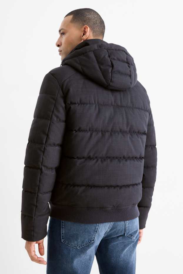 Hommes - Doudoune à capuche - finition déperlante - bleu foncé