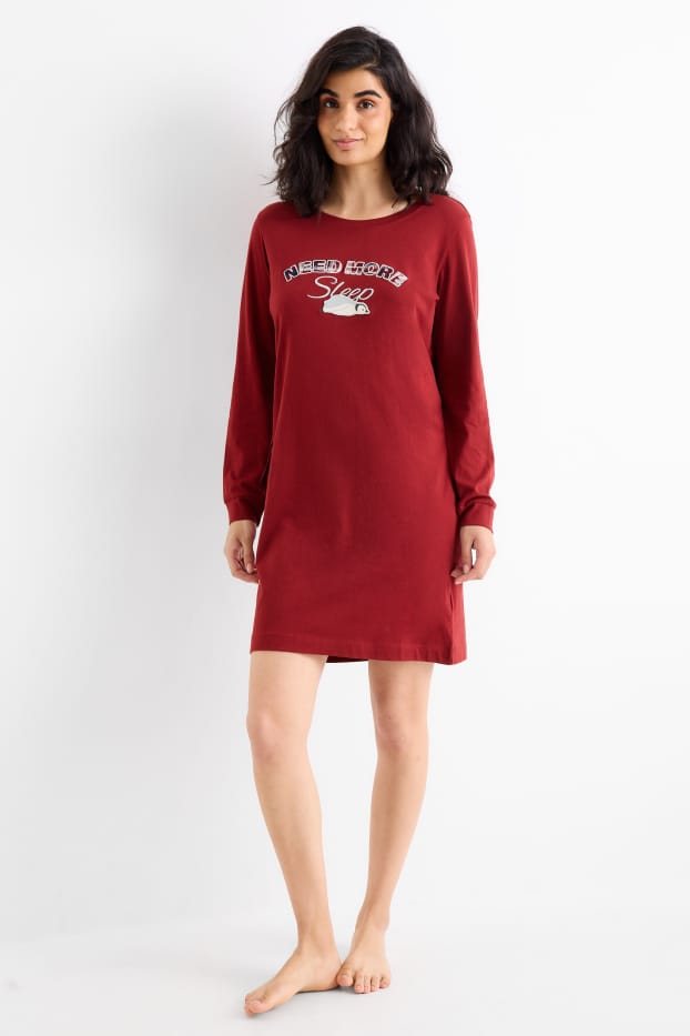 Donna - Camicia da notte - rosso scuro