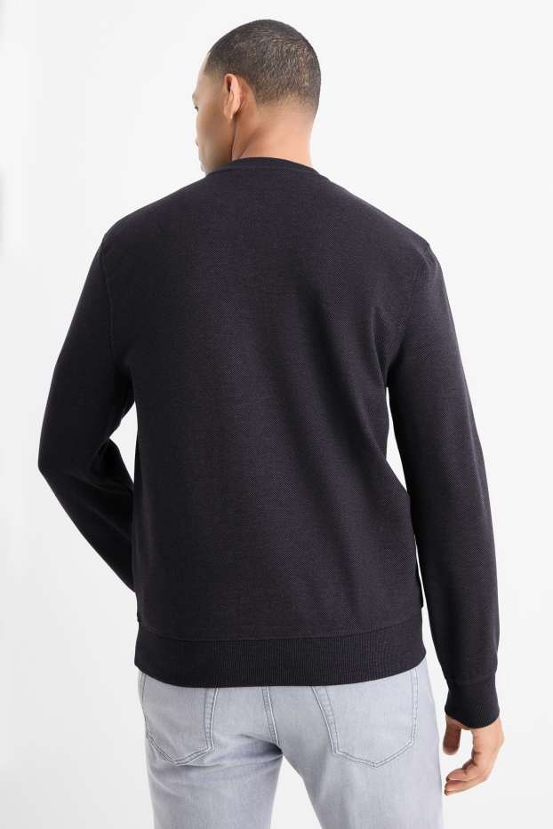 Bărbați - Bluză de molton - structurată - negru melanj