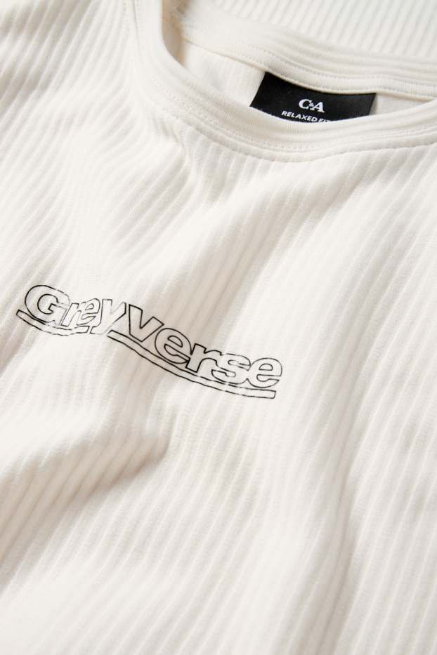 Home - Samarreta de màniga curta - relaxed fit - acanalada - blanc