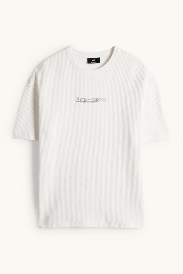 Home - Samarreta de màniga curta - relaxed fit - acanalada - blanc