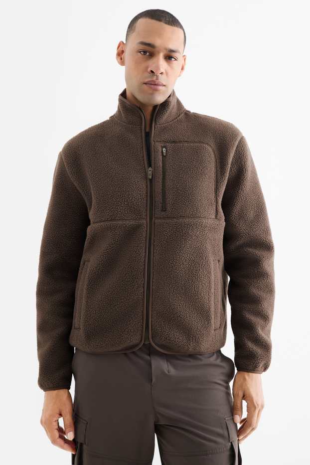 Home - Jaqueta de teixit polar - marró