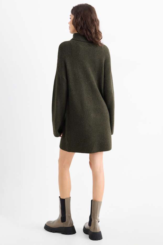 Femmes - Robe en maille - vert foncé