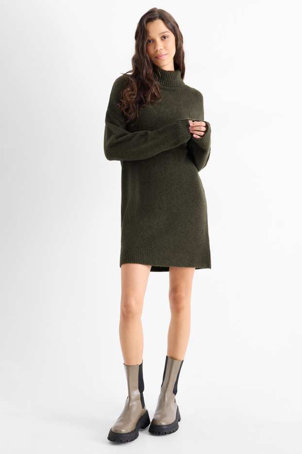 Femmes - Robe en maille - vert foncé