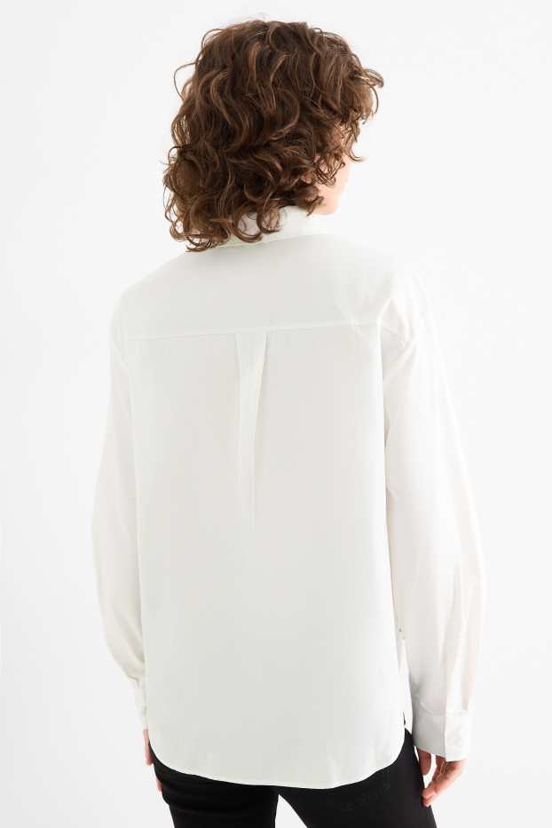 Damen - Bluse mit Strasssteinen - weiss