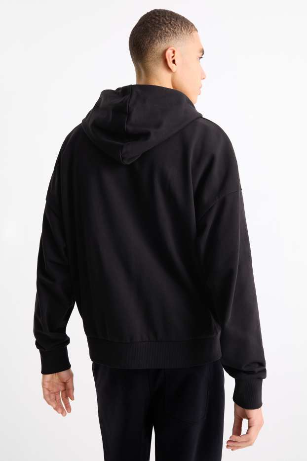 Uomo - Felpa con zip e cappuccio - nero