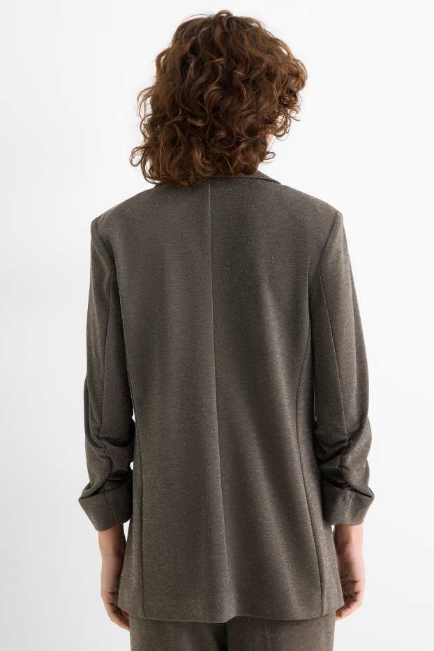 Dona - Blazer - regular fit - efecte brillant - gris fosc
