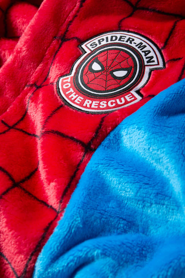 Kinder Jungen - Spider-Man - Bademantel mit Kapuze - rot / blau