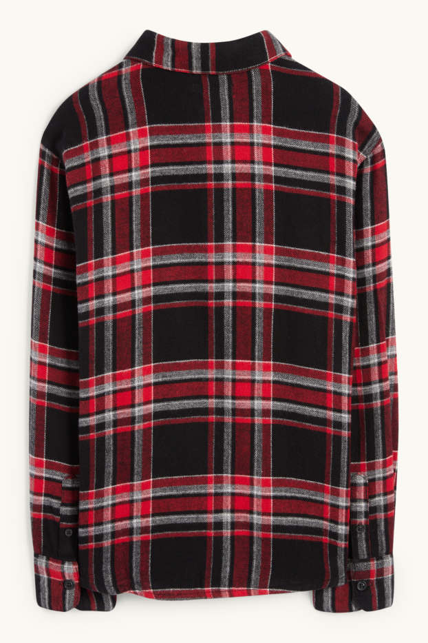 Bambini - Camicia di flanella - a quadretti - rosso / nero