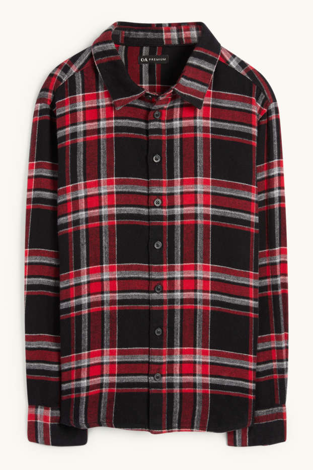 Bambini - Camicia di flanella - a quadretti - rosso / nero