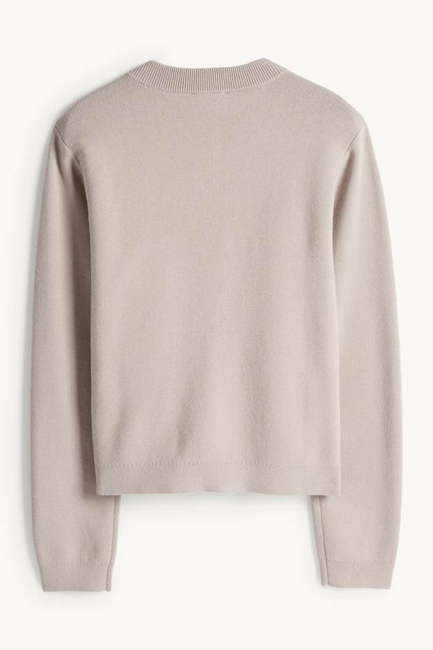 Dámské - Pletený kardigan - taupe