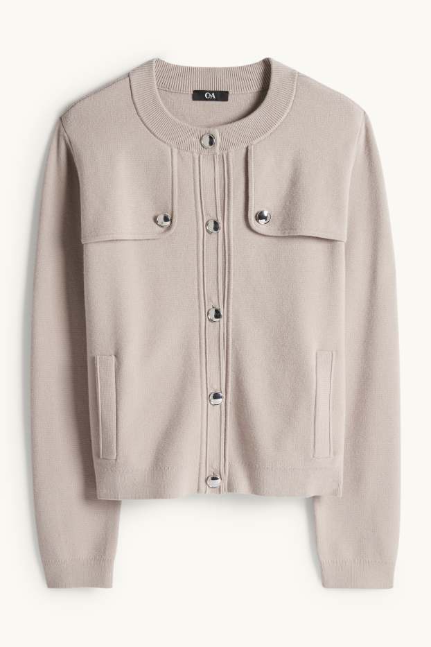 Dámské - Pletený kardigan - taupe