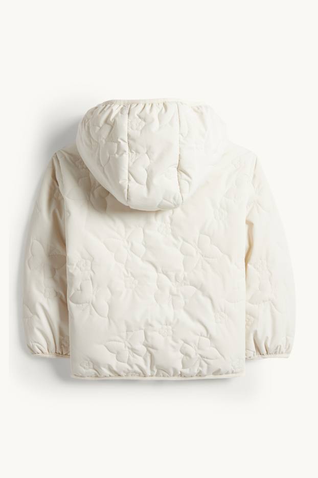 Copii - Fete - Fluture - jachetă matlasată cu glugă - rezistentă la apă - alb-crem