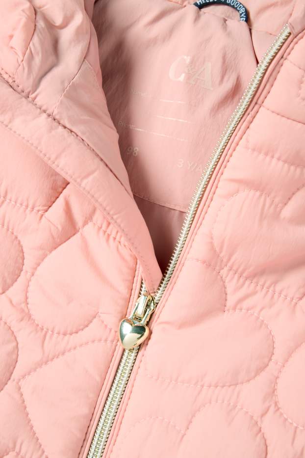 Kinder Mädchen - Herz - Steppjacke mit Kapuze - wasserabweisend - rosa
