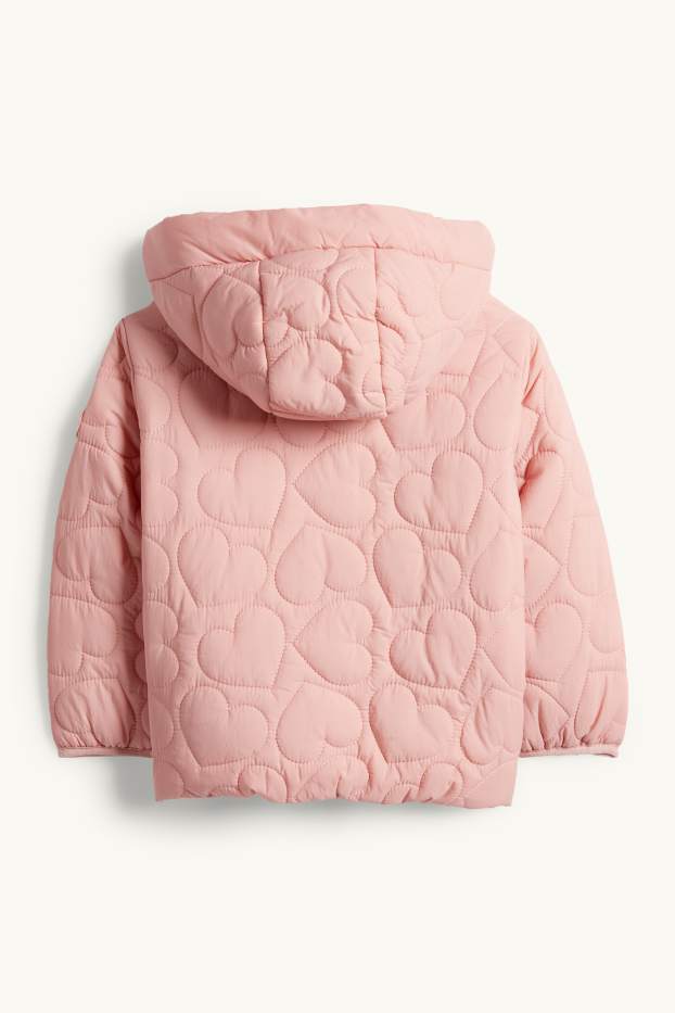 Kinder Mädchen - Herz - Steppjacke mit Kapuze - wasserabweisend - rosa