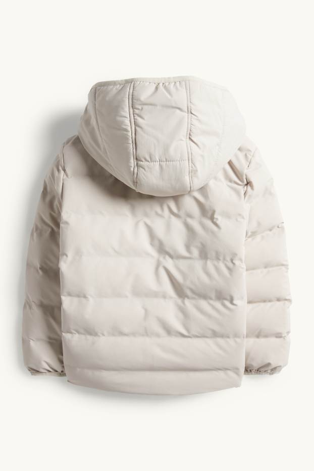 Copii - Băieți - Jachetă matlasată cu glugă - rezistentă la apă - gri deschis