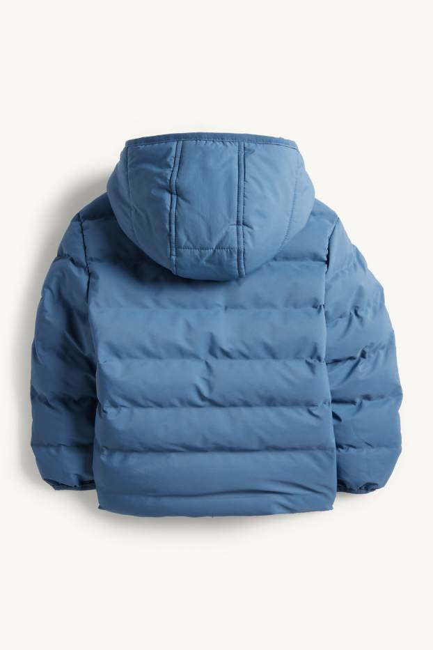 Kinderen: jongens - Gewatteerde jas met capuchon - waterafstotend - blauw