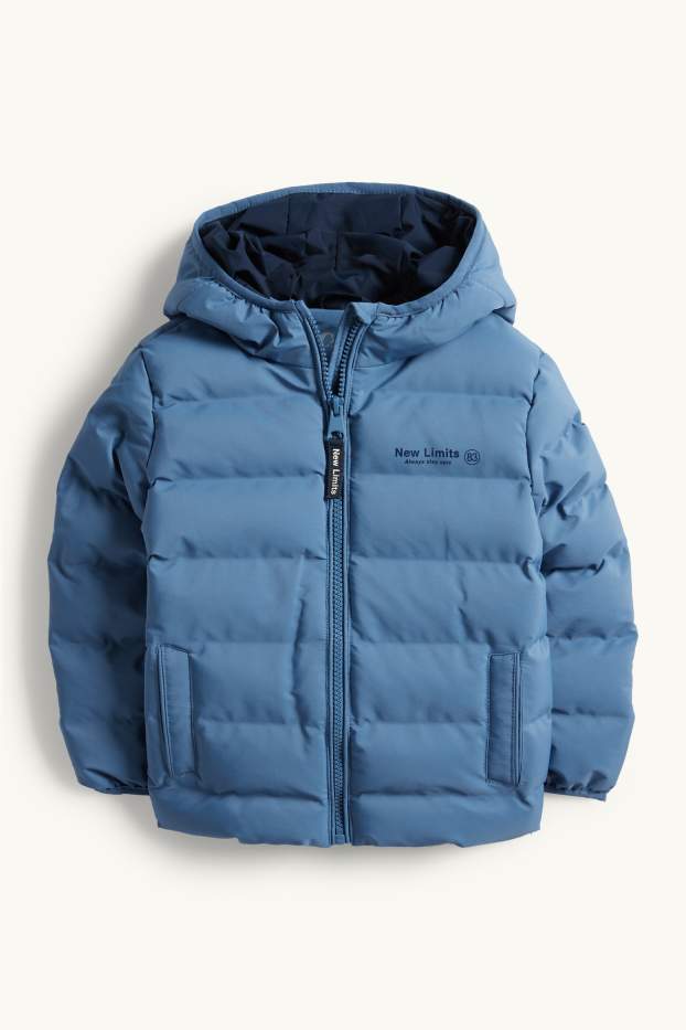 Kinderen: jongens - Gewatteerde jas met capuchon - waterafstotend - blauw