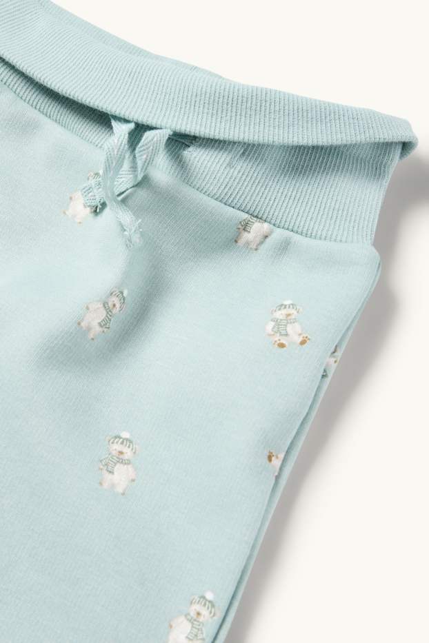 Unisex - Polar bear - baby joggers - plush-lined - light turquoise